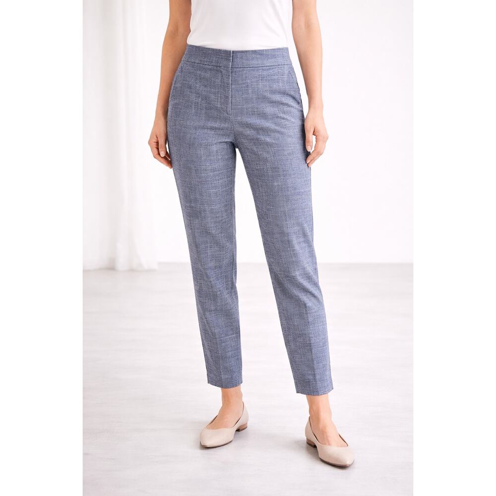 Talbots Ankle Pants Women 10 Blue Tweed Straight Leg Stretch Flat Front Workwear